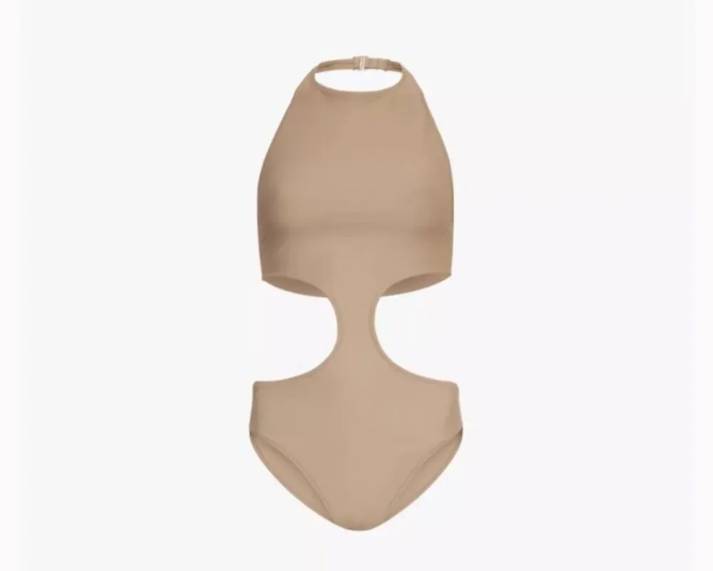Skims Signature Swim Halter Monokini Desert